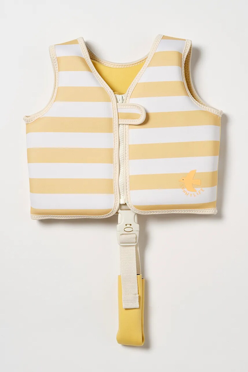 SunnyLife vestă de înot pentru copii Sammy the Seagull Mustard Stripe 1-2 years culoarea galben
