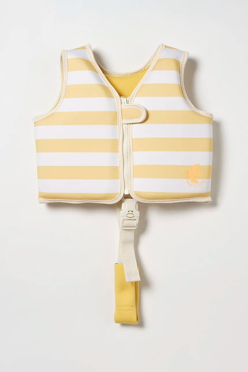 SunnyLife vestă de înot pentru copii Sammy the Seagull Mustard Stripe 2-3 years culoarea galben