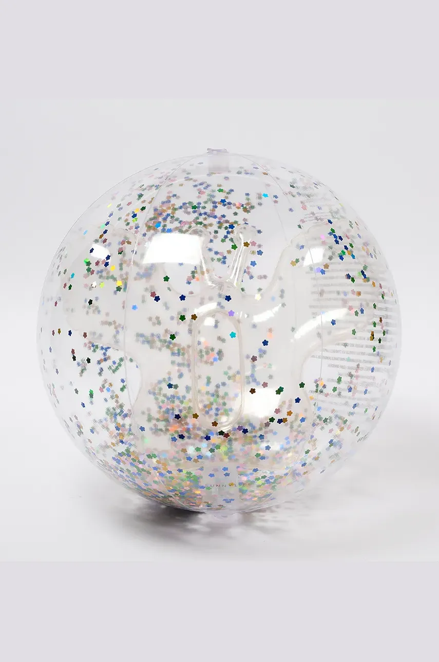 Levně Plážový míč SunnyLife Cotton Candy Glitter průhledná barva