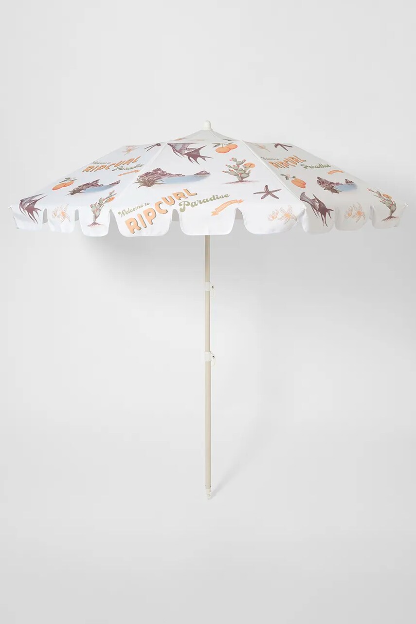 SunnyLife umbrelă de plajă Welcome to Paradise Chalk x Rip Curl culoarea bej