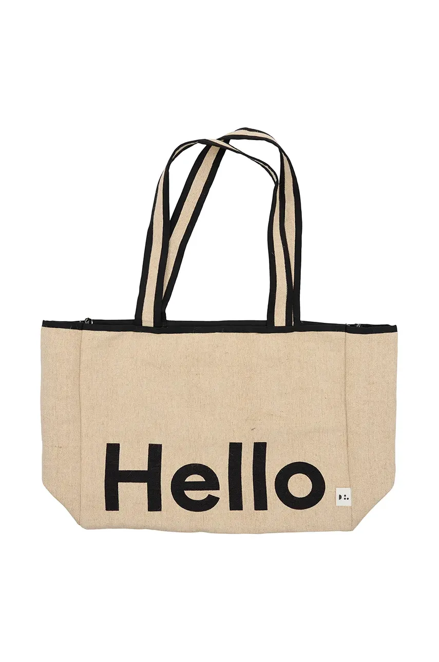 Levně Bavlněná taška Design Letters Hello béžová barva