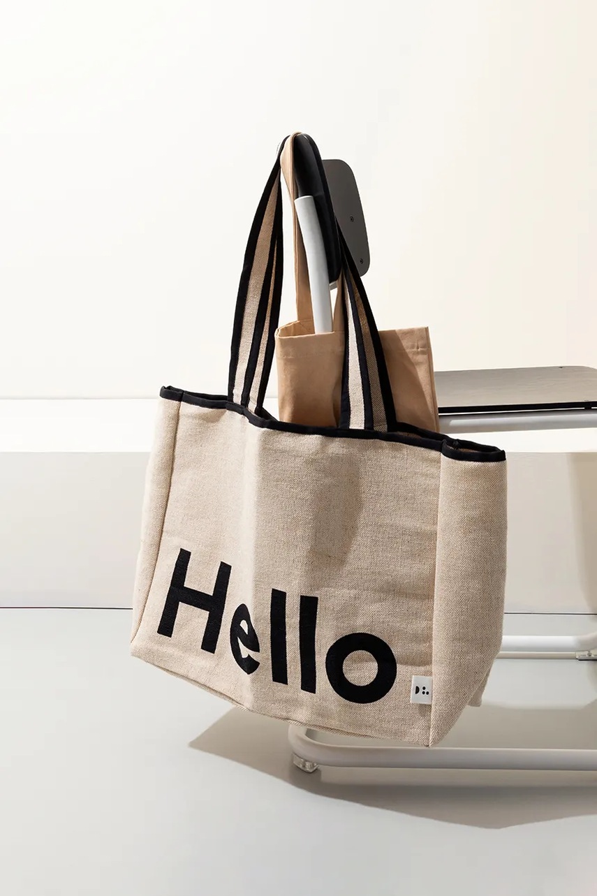 Хлопковая сумка Design Letters Hello цвет бежевый