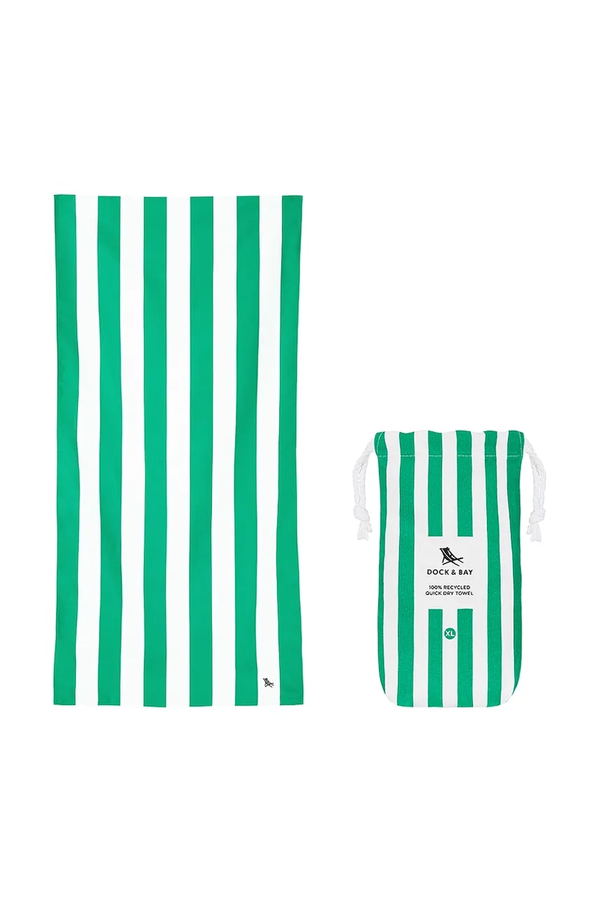 Levně Rychleschnoucí plážový ručník Dock & Bay Cancun Green 200 x 90 cm zelená barva