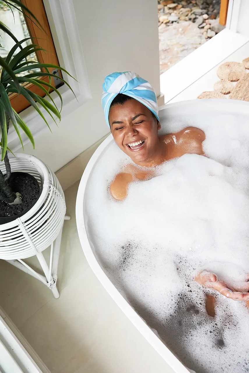 Τουρμπάνι για τα μαλλιά Dock & Bay Tulum Blue χρώμα: μπλε φωτογραφία