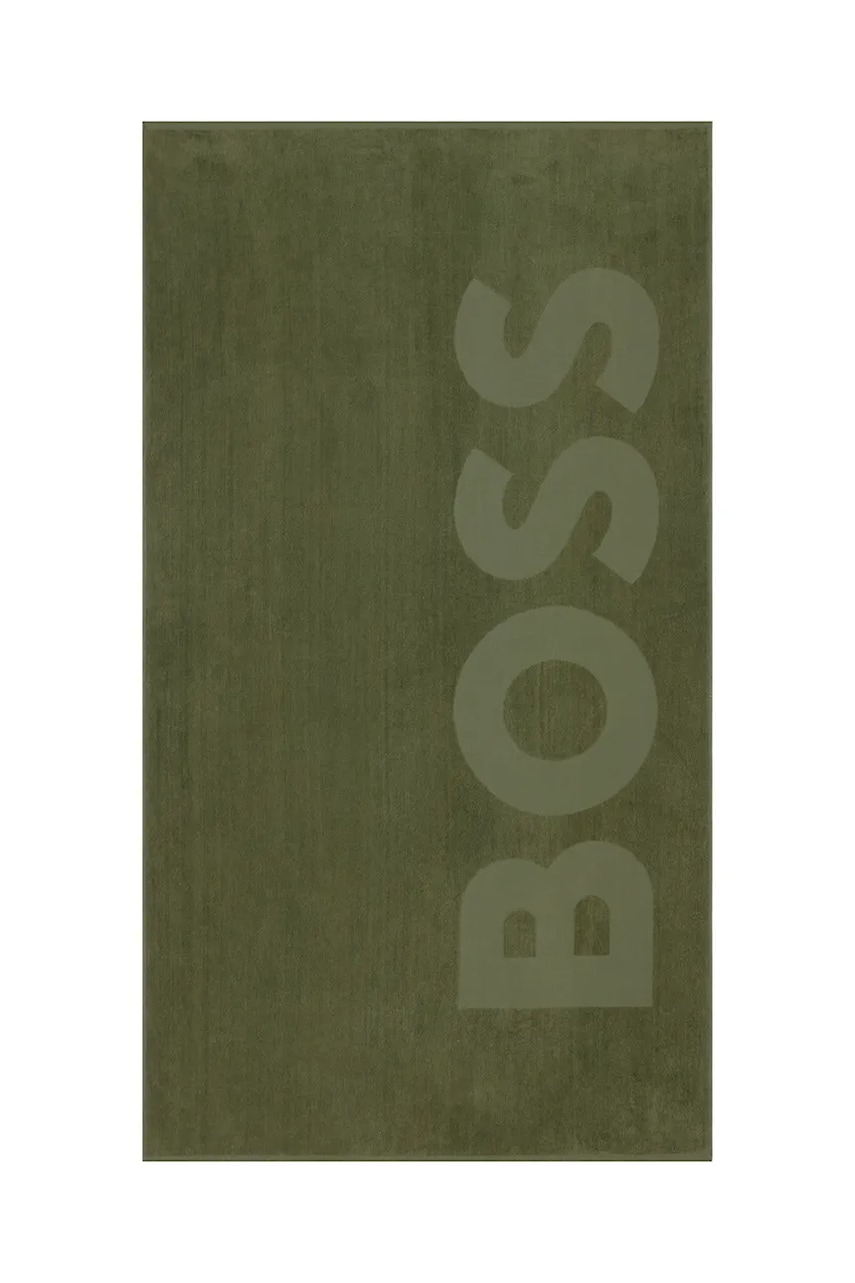BOSS prosop de plajă din bumbac ZUMA Olive 100 x 180 cm culoarea verde