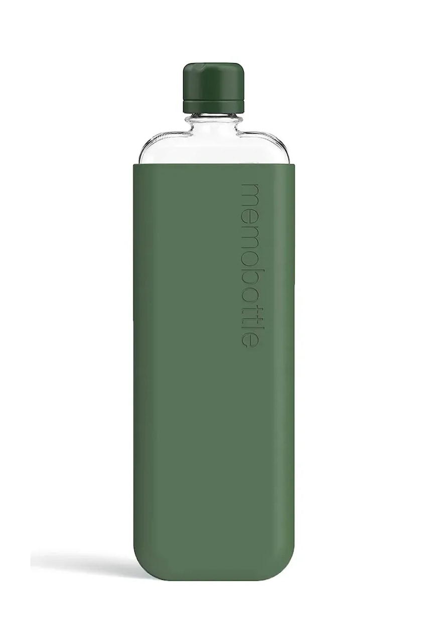 Memobottle sticlă de apă Original Slim 450 ml culoarea verde