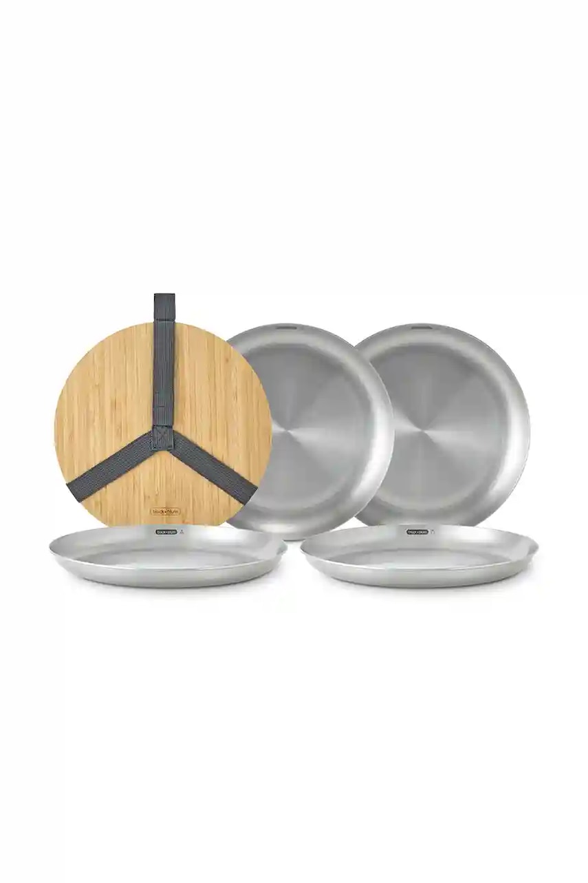 Black and Blum un set de farfurii de picnic cu capac și mâner 25 cm 4-pack culoare gri