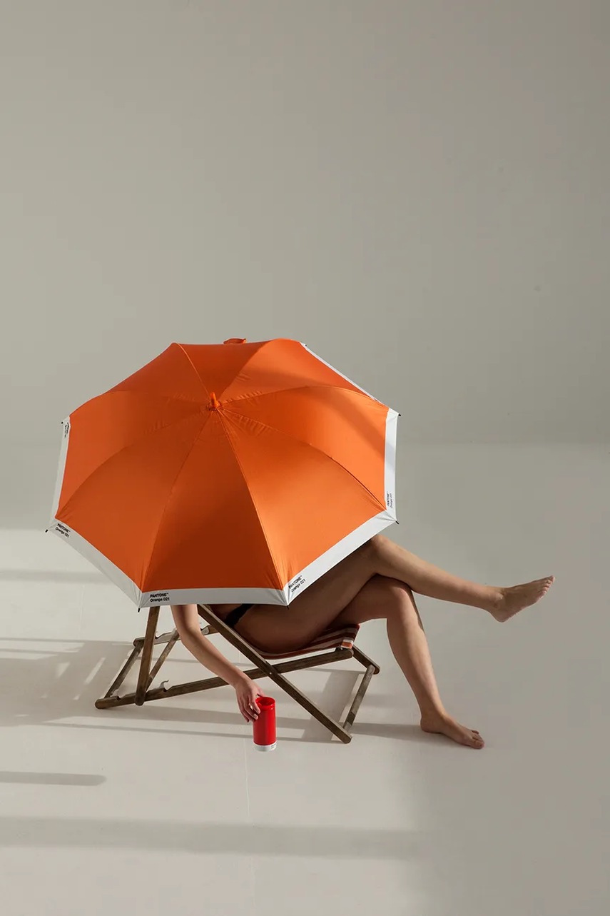 Πτυσσόμενη ομπρέλα Pantone Orange 021 100 x 53 cm φωτογραφία