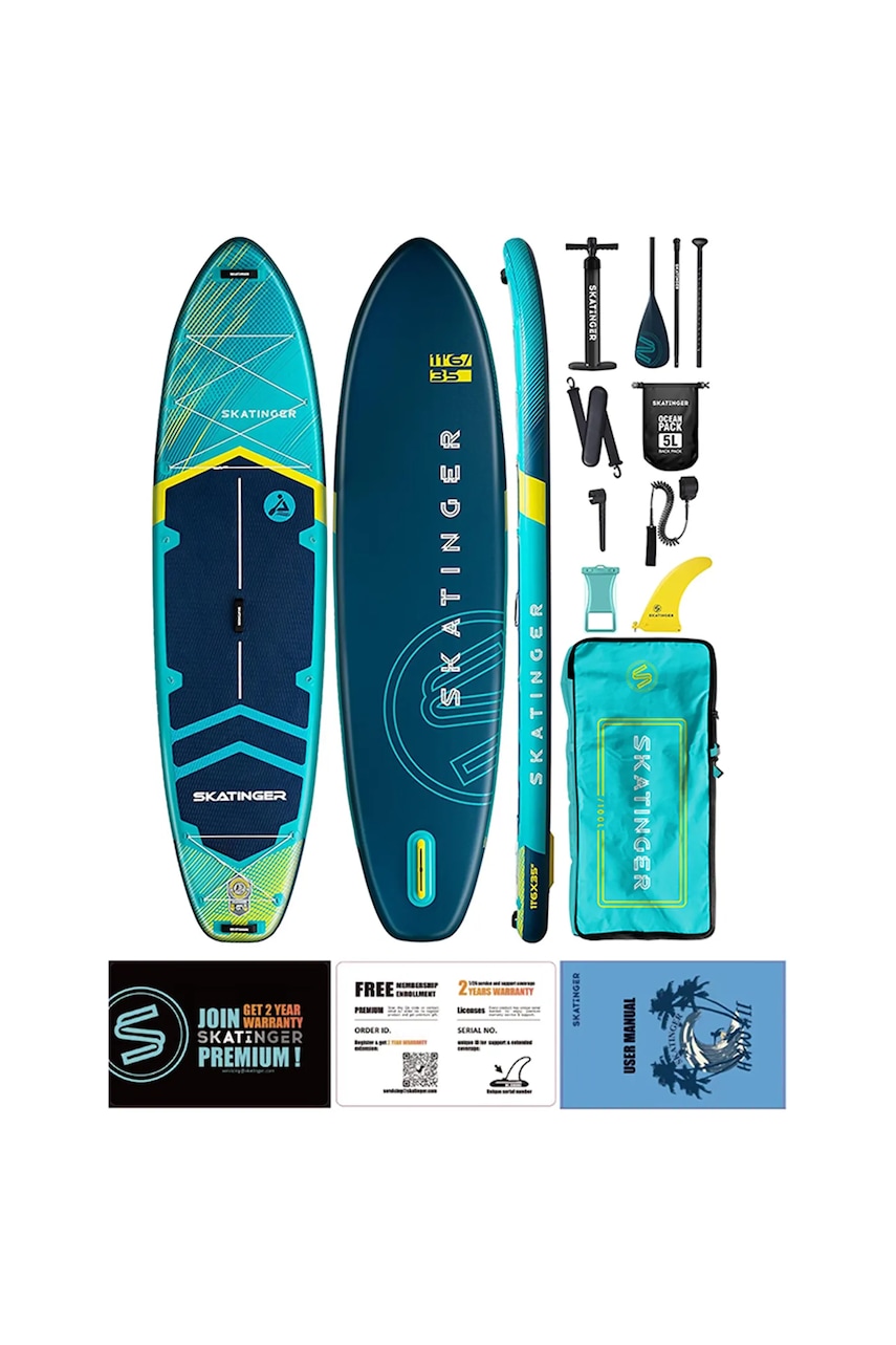 Σανίδα κολύμβησης από πλαστικό Skatinger 350x89x15 εκ. (11'6'') SK9001 τιρκουάζ ONE SIZE