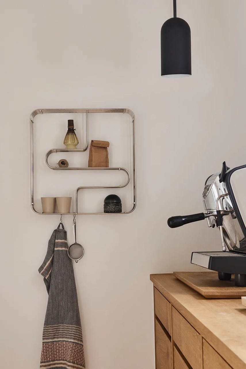 Ράφι τοίχου AYTM Curva χρώμα: κίτρινο, 0 φωτογραφία