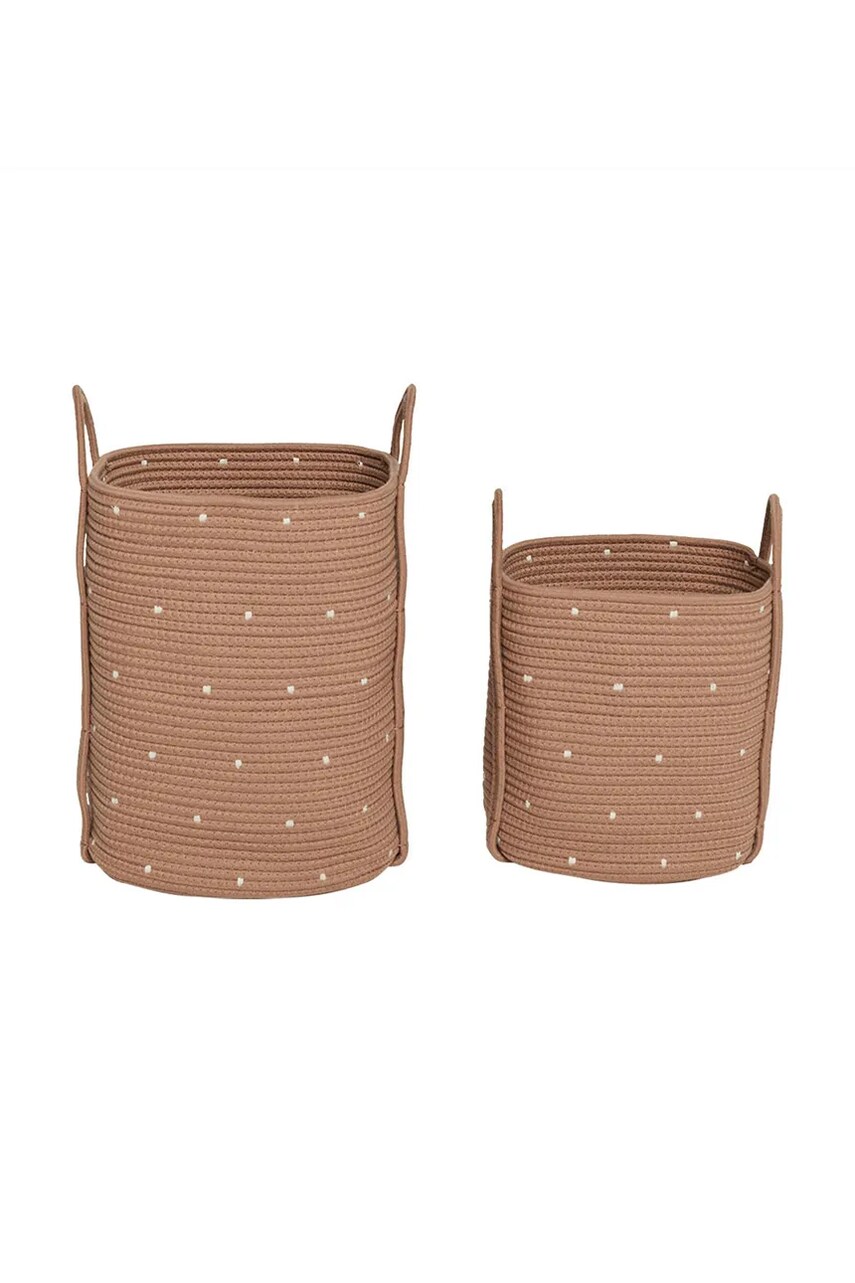 OYOY set de coșuri de depozitare Dot Cotton Rope 2-pack culoarea maro