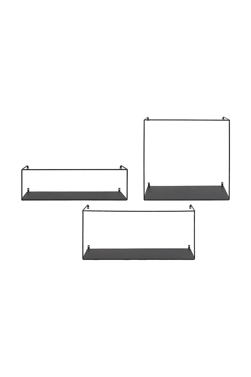 House Nordic set rafturi de perete Ulmo 3-pack culoarea negru