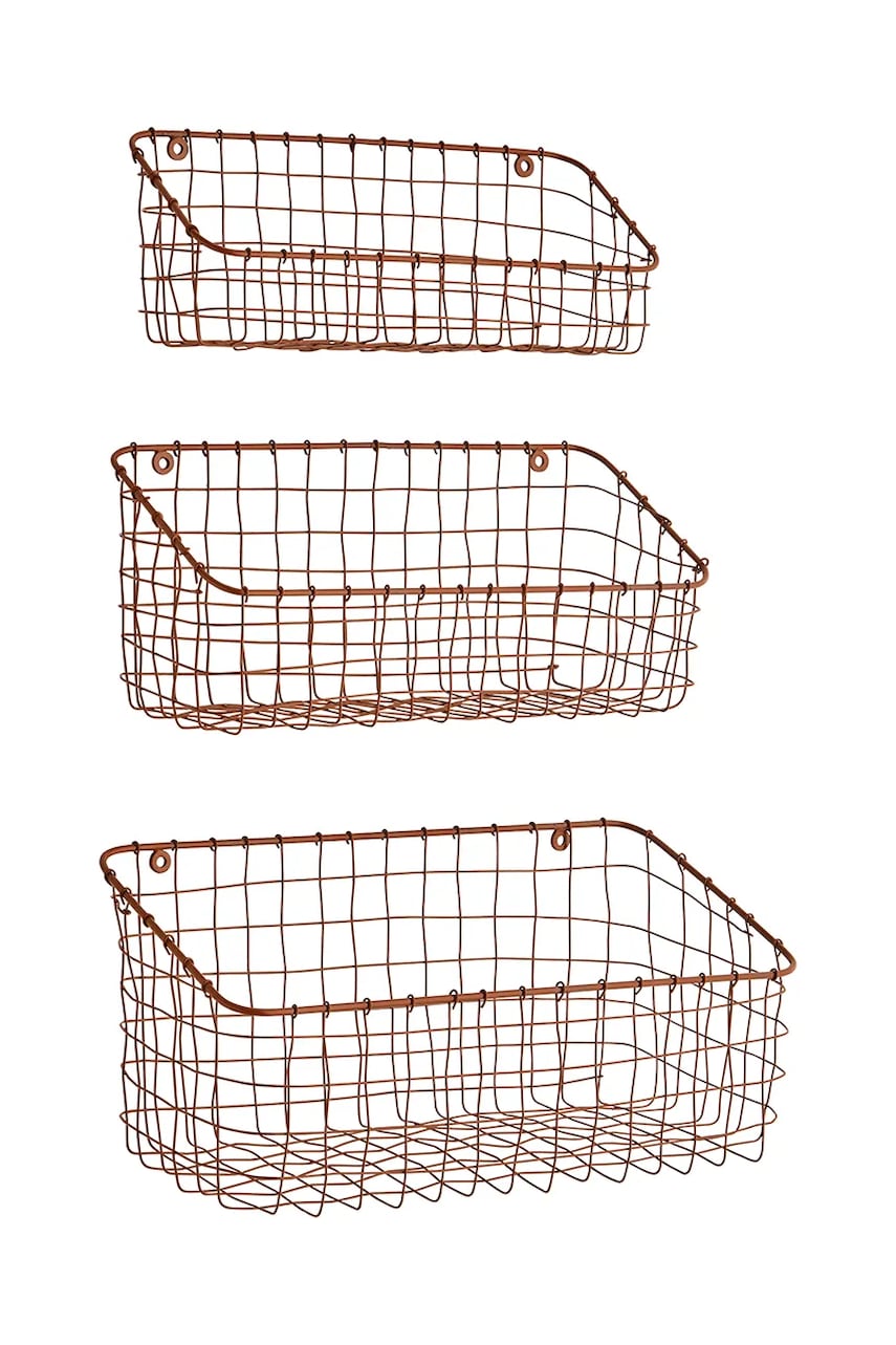 Madam Stoltz coș de perete pentru depozitare 3-pack culoarea rosu