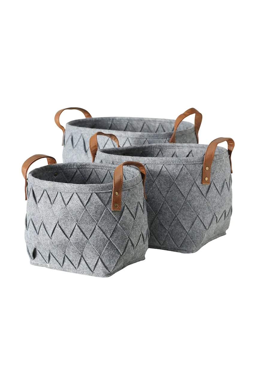 Boltze set de coșuri de depozitare Toms 3-pack culoarea gri
