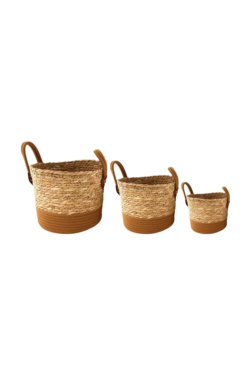 home & lifestyle set de coșuri de depozitare 3-pack culoarea maro