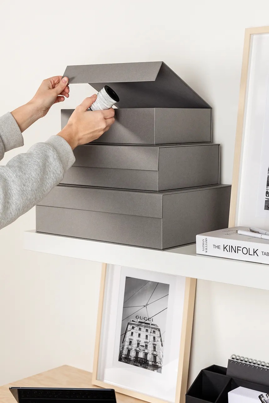 Σετ κουτιών αποθήκευσης Bigso Box of Sweden 3-pack χρώμα: γκρι φωτογραφία