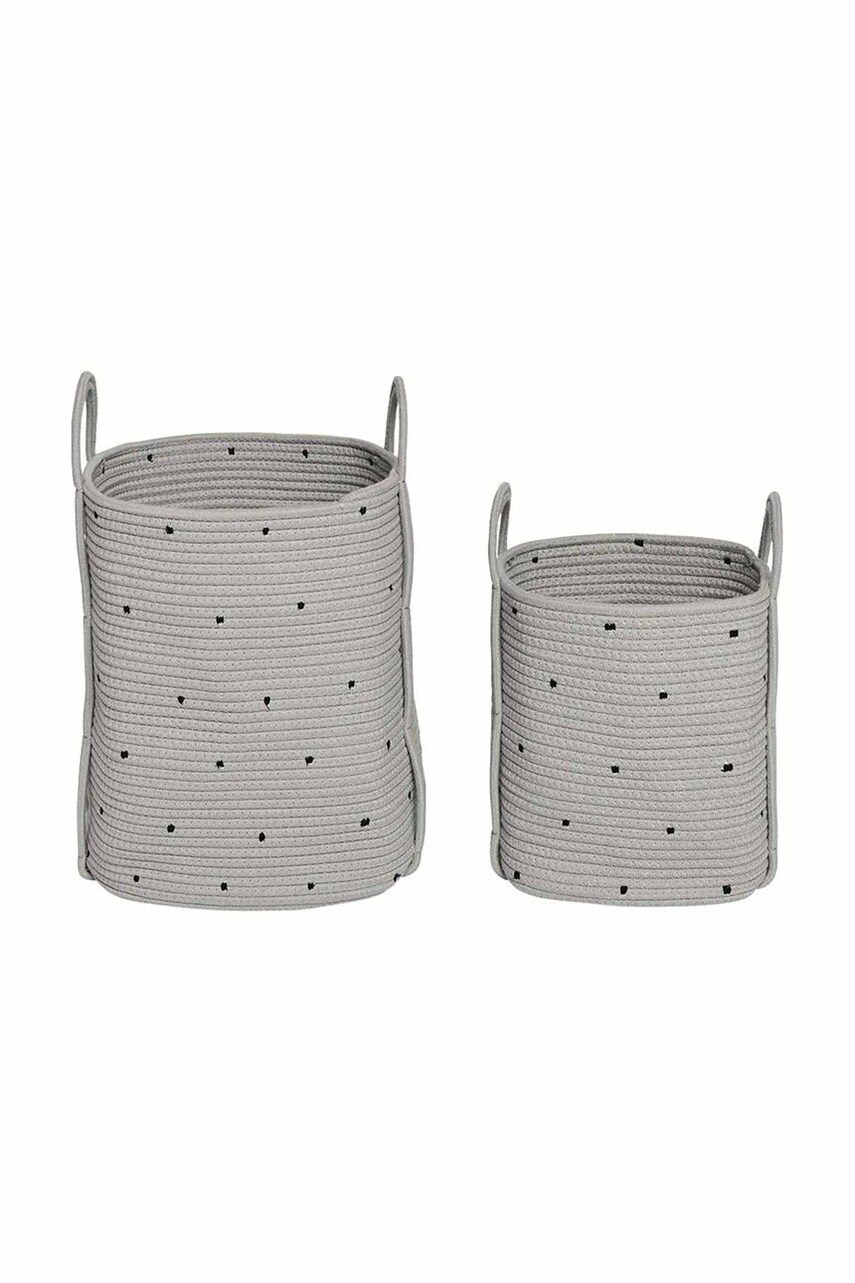 Levně Sada úložných košů OYOY Cot Cotton 2-pack šedá barva