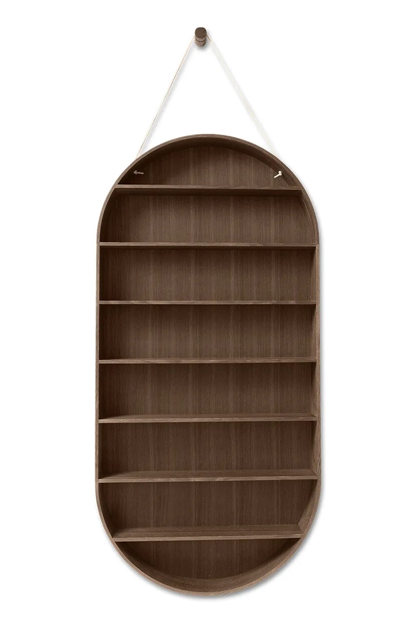Levně Nástěnná police ferm LIVING Oval Dorm hnědá barva