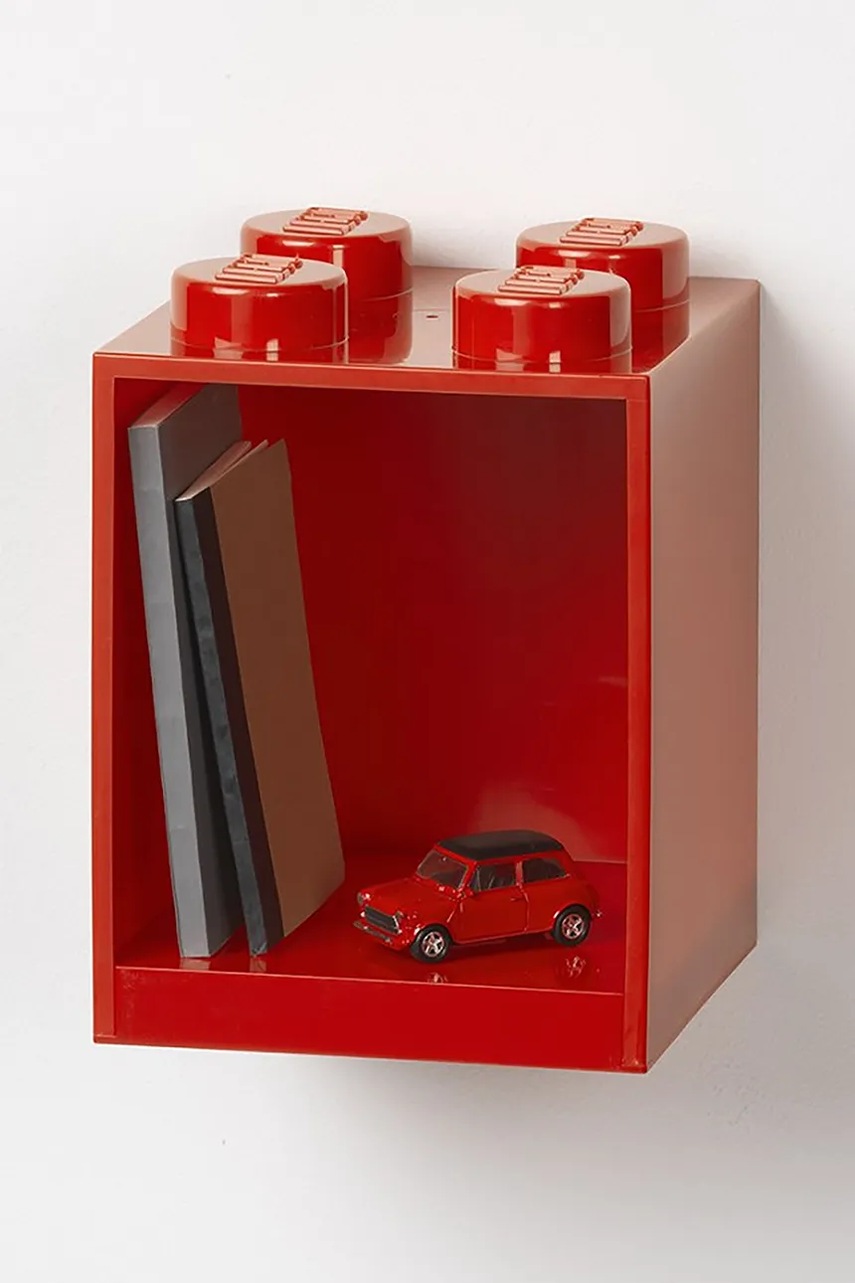 Настенная полка Lego цвет красный