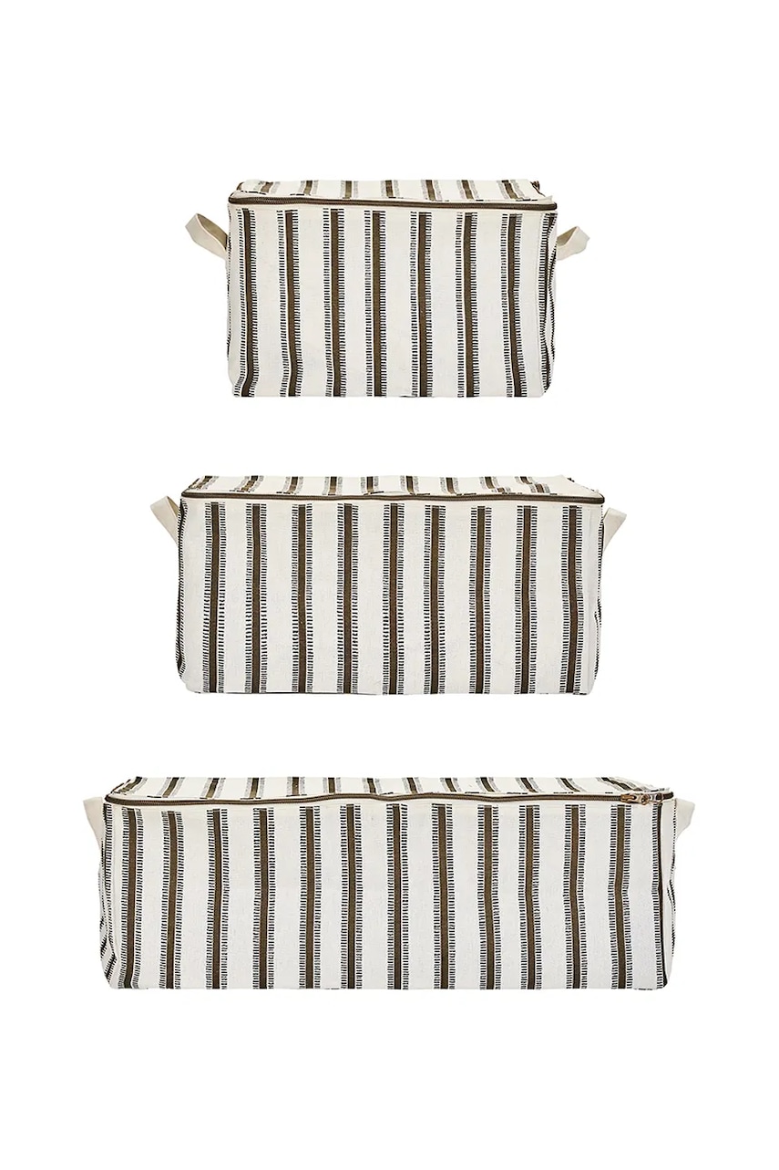 Levně Sada úložných košů House Doctor HDVibes 35 x 55 cm 3-pack bílá barva