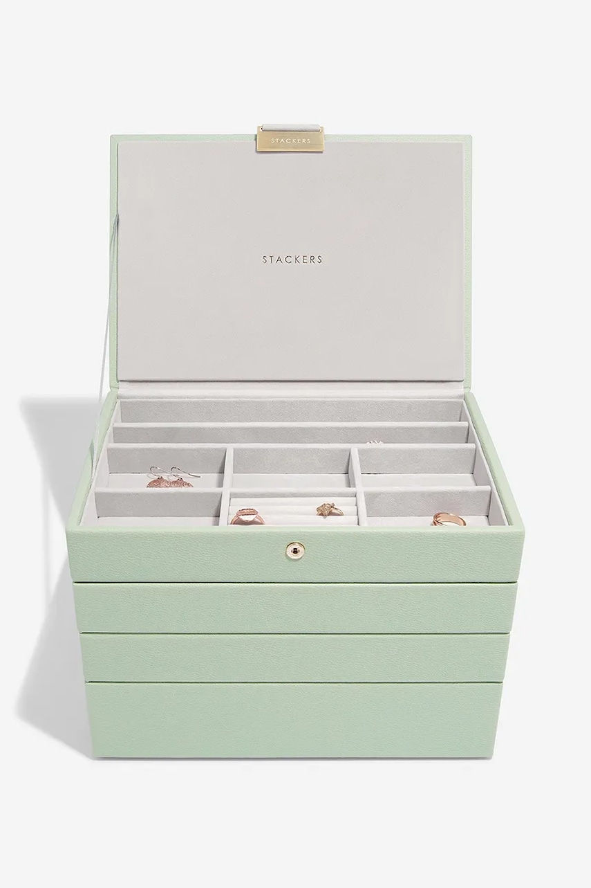 Stackers cutie de bijuterii culoarea verde, 0