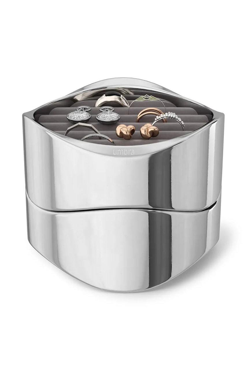 Umbra organizator de bijuterii Wavy culoarea gri