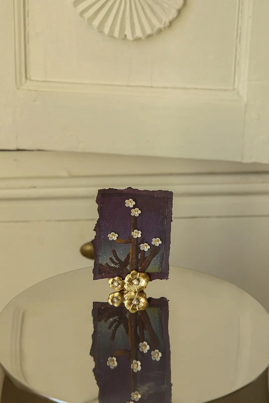 Θήκη για ευχετήρια κάρτα Doing Goods Zoey Flower 5 x 3 x 2 cm χρώμα: κίτρινο φωτογραφία