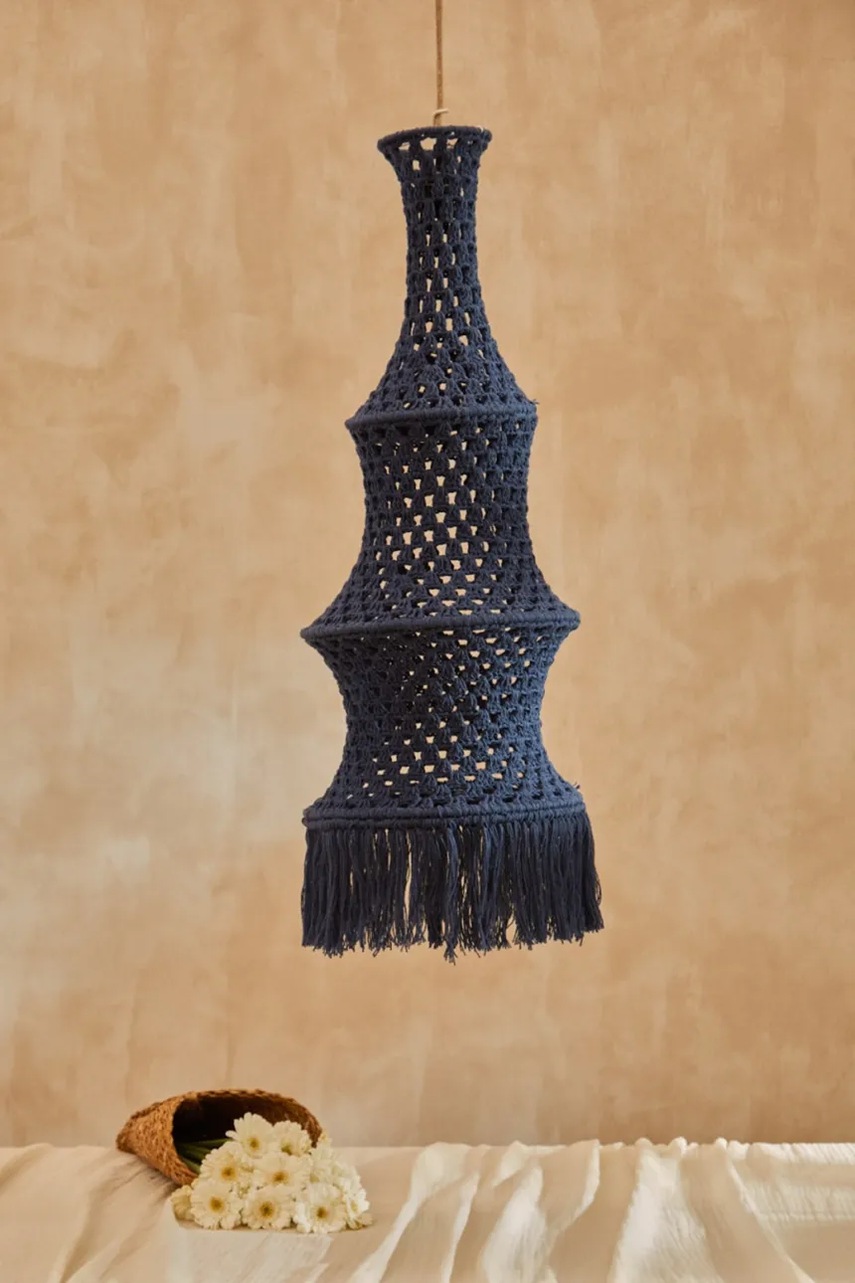 Αμπαζούρ για κρεμαστό φωτιστικό Calma House Pantalla 30 x 80 cm χρώμα: ναυτικό μπλε φωτογραφία