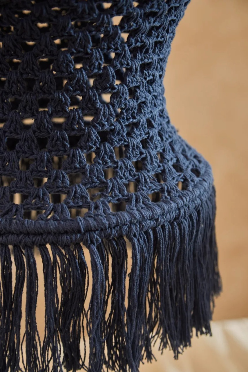 Αμπαζούρ για κρεμαστό φωτιστικό Calma House Pantalla 30 x 80 cm χρώμα: ναυτικό μπλε φωτογραφία