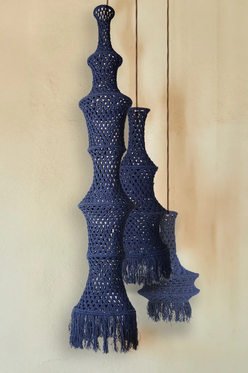 Αμπαζούρ για κρεμαστό φωτιστικό Calma House Pantalla 30 x 80 cm χρώμα: ναυτικό μπλε φωτογραφία