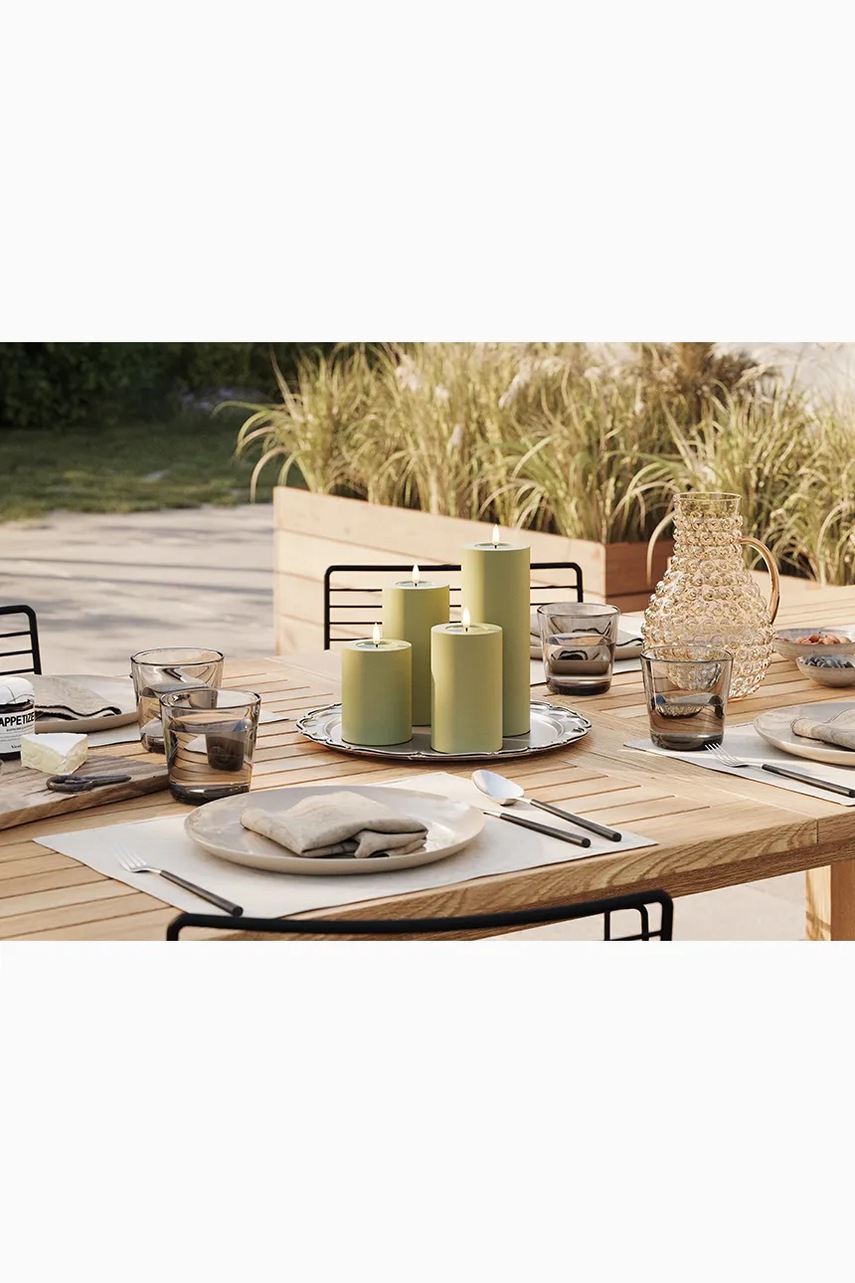 Κερί led Deluxe Homeart Oliven Gronne Bloklys 10 x 15 cm φωτογραφία