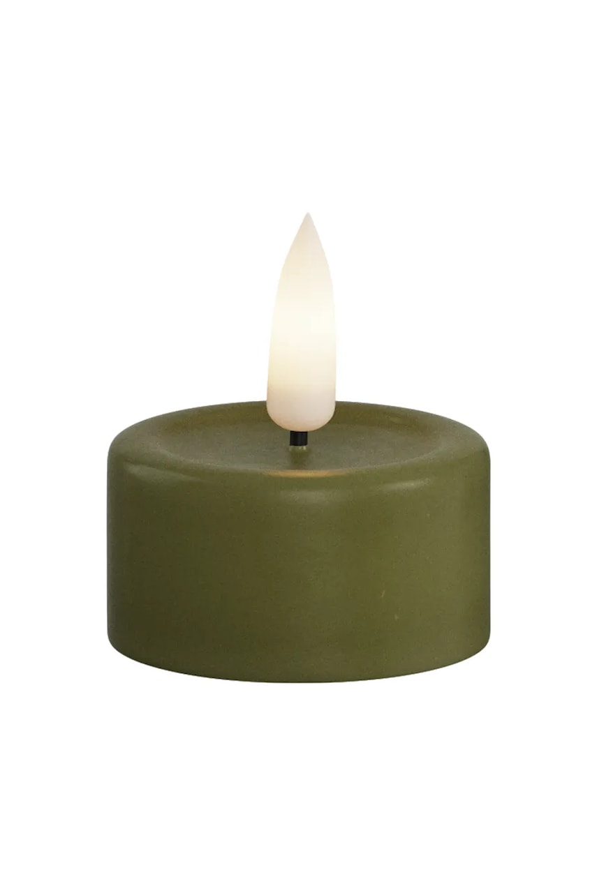 Deluxe Homeart lumânare led Oliven Gronne Fyrfadslys 4 x 4,5 cm 2-pack culoarea verde