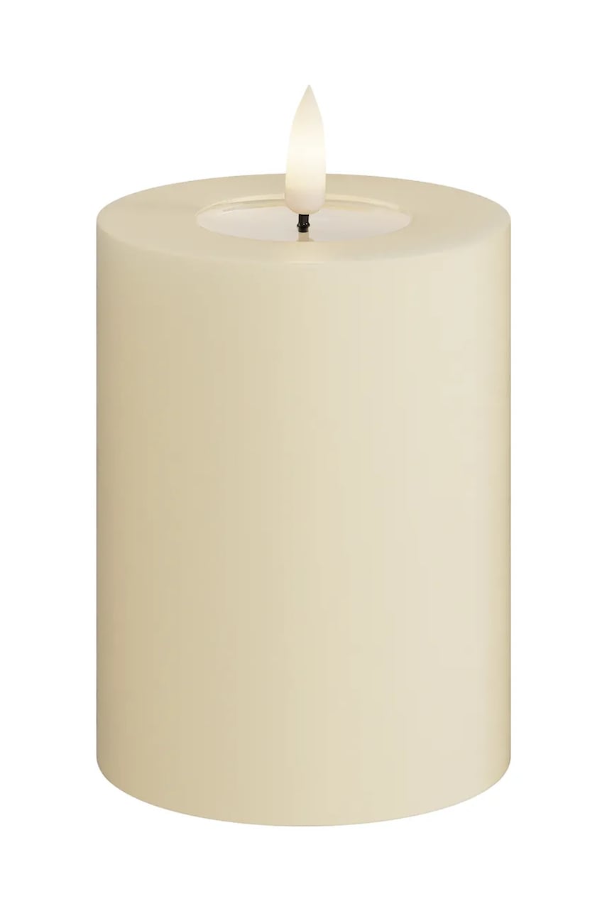 Deluxe Homeart lumânare led Cream Bloklys 7,5 x 10 cm culoarea bej