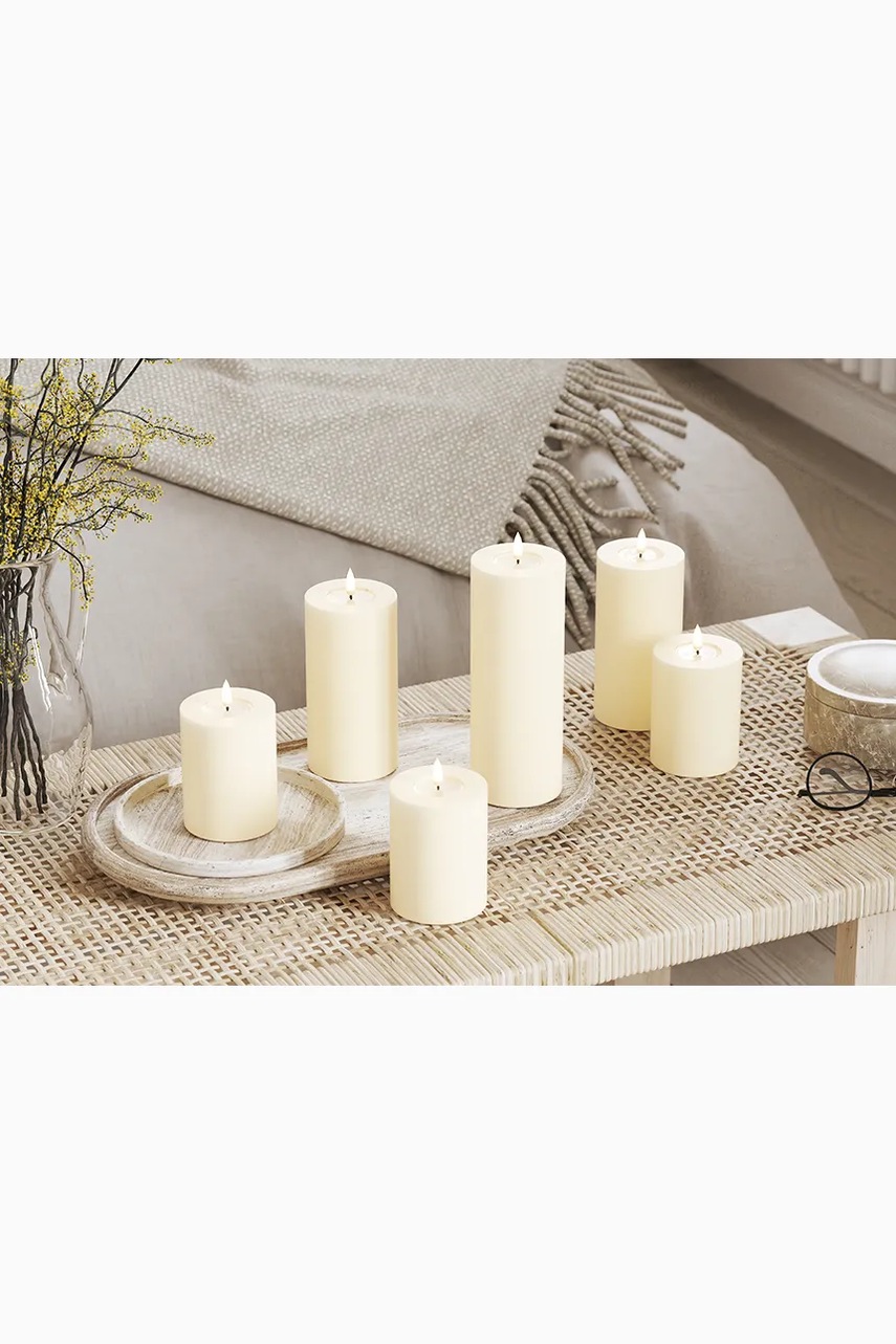 Κερί led Deluxe Homeart Cream Bloklys 10 x 10 cm φωτογραφία