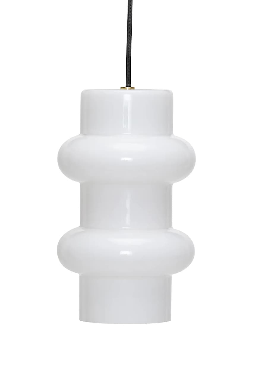 E-shop Hübsch lampa závěsná z mléčného skla 15 x25 cm