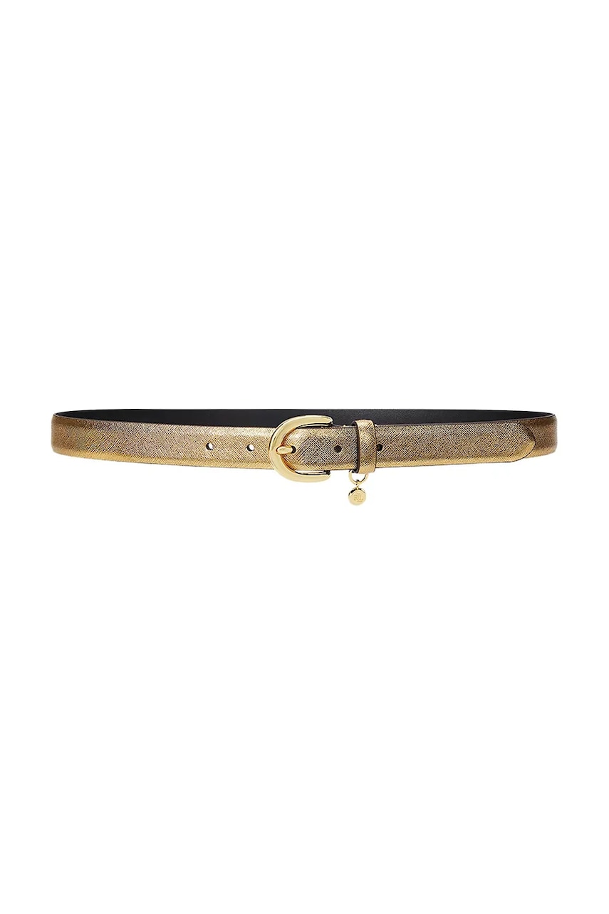 Levně Kožený pásek Lauren Ralph Lauren dámský, zlatá barva, 412802952