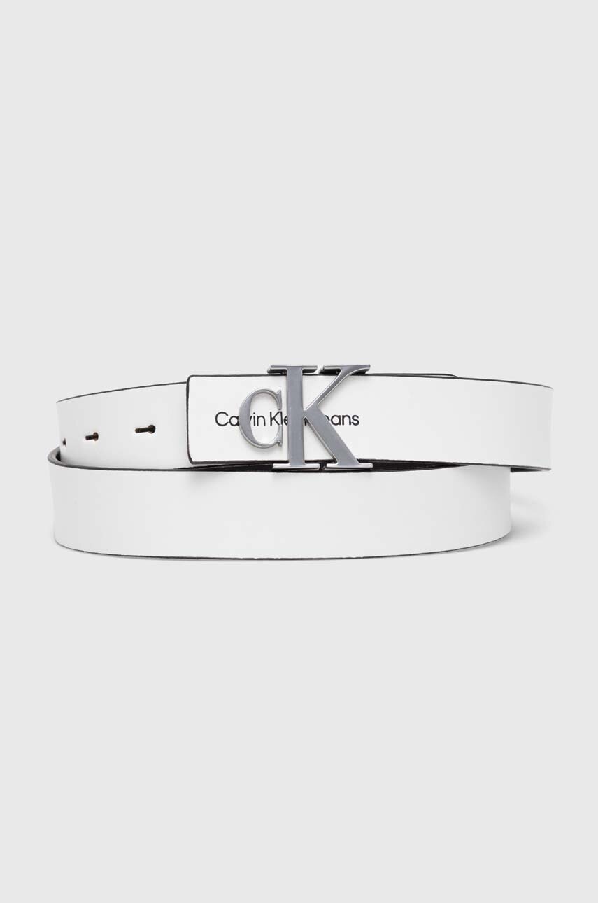 

Кожен колан Calvin Klein дамски в бяло, Бял
