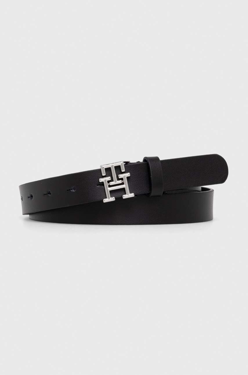 Levně Kožený pásek Tommy Hilfiger dámský, černá barva, AW0AW15182