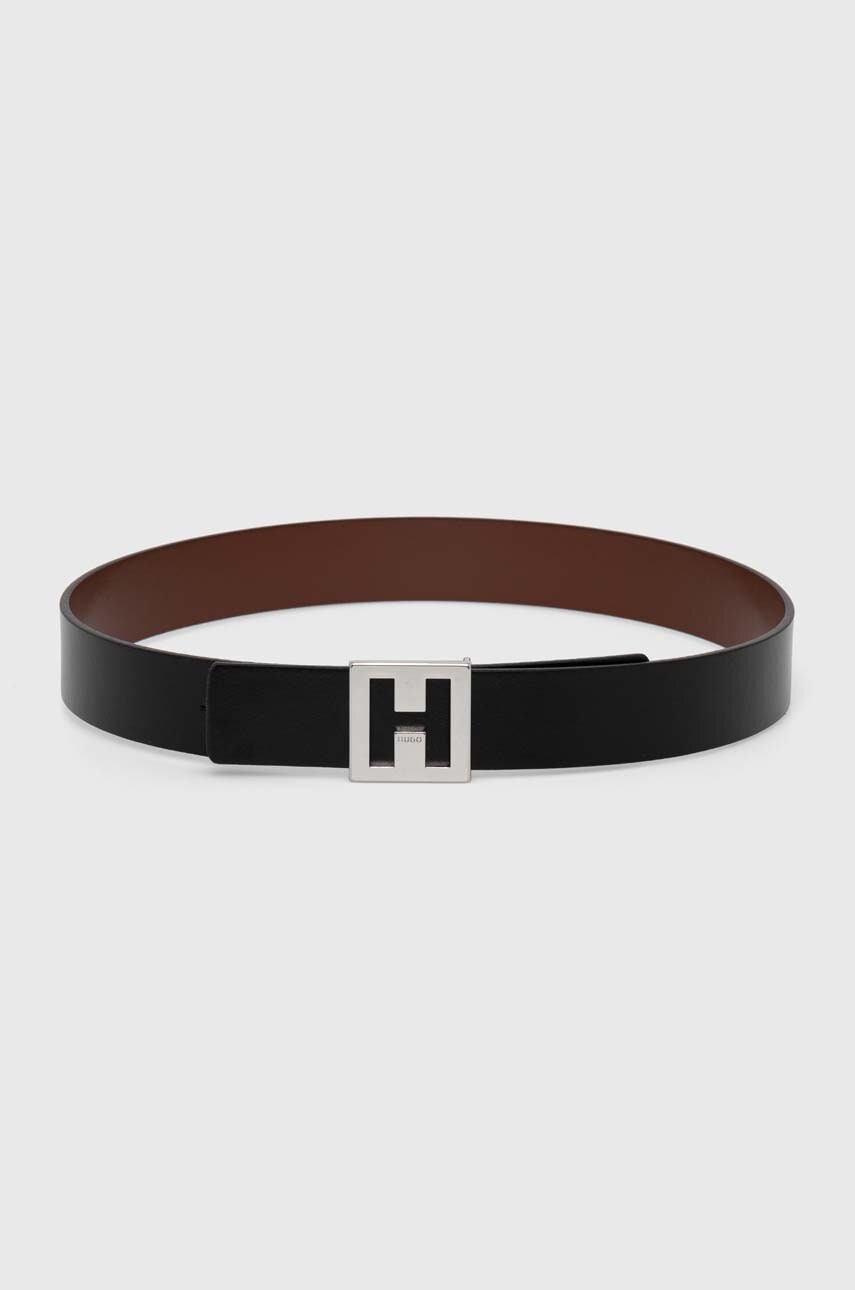HUGO curea de piele cu doua fete femei, culoarea negru, 50480593