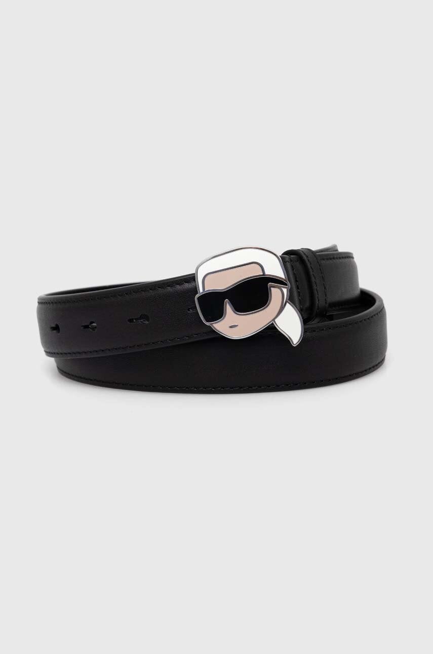 Levně Kožený pásek Karl Lagerfeld dámský, černá barva, 245W3103