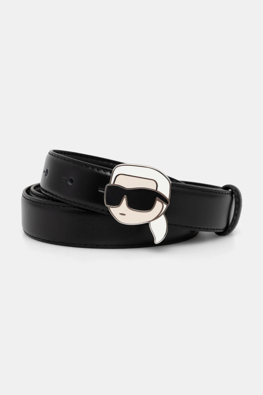 Karl Lagerfeld curea de piele femei, culoarea negru, A1W33184