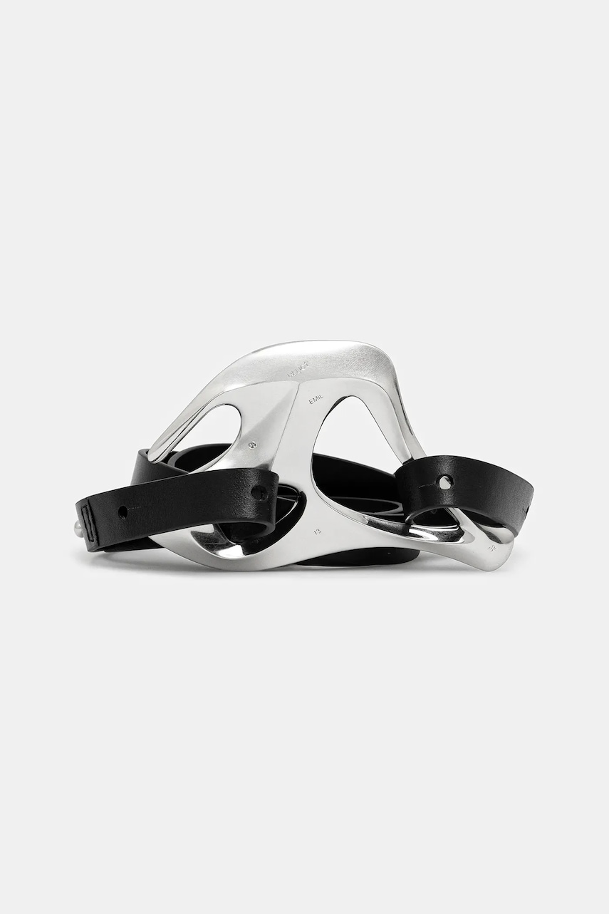 Heliot Emil curea de piele culoarea negru, SS25_16_099_SLV11_CO