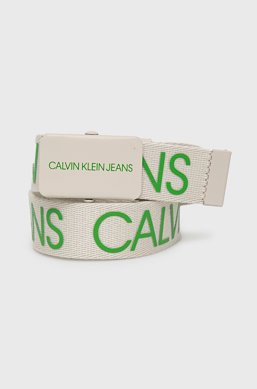 Dětský pásek Calvin Klein Jeans béžová barva - béžová -  Textilní materiál