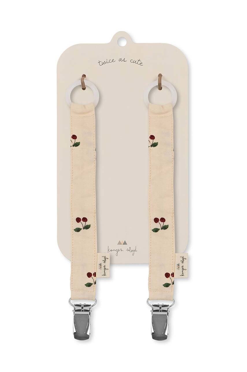 Levně Klip / přívěšek na dudlík Konges Sløjd 2 PACK PACIFIER STRAP 2-pack růžová barva