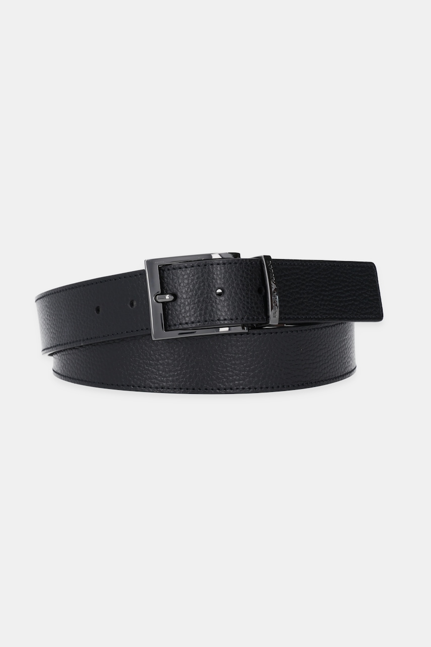 Levně Oboustranný kožený pásek Emporio Armani pánský, černá barva