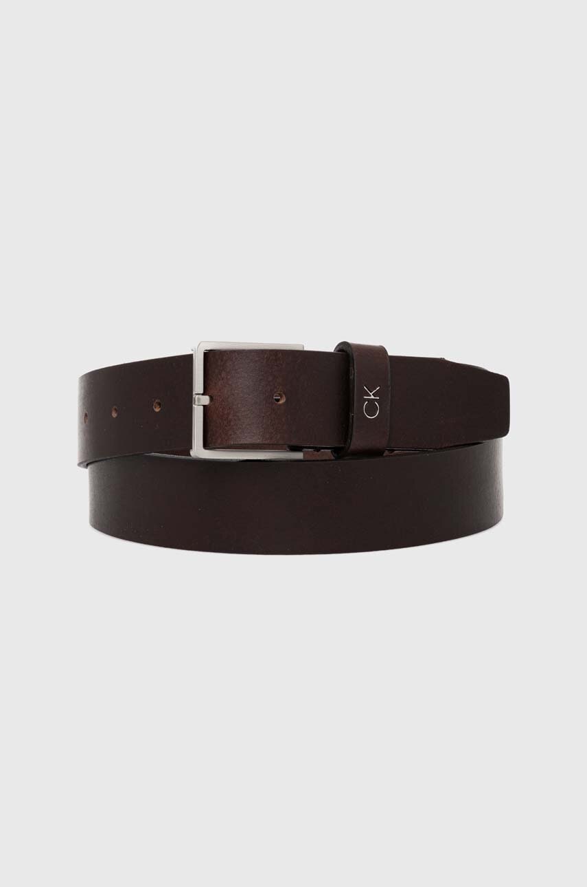 Levně Kožený pásek Calvin Klein pánský, hnědá barva, K50K510083
