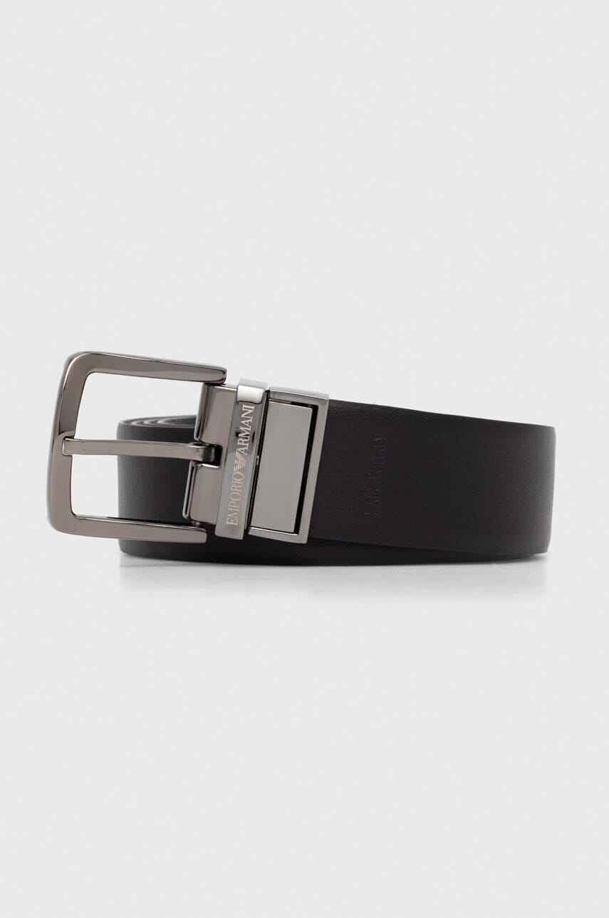 Emporio Armani curea de piele cu doua fete barbati, culoarea negru, Y4S074 YKL2J