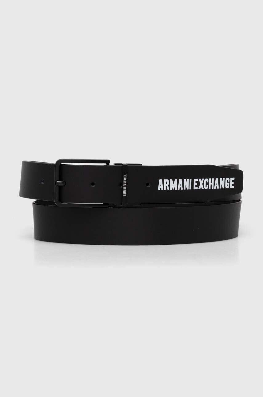 Armani Exchange curea de piele cu doua fete barbati, culoarea negru, 951394 4R850