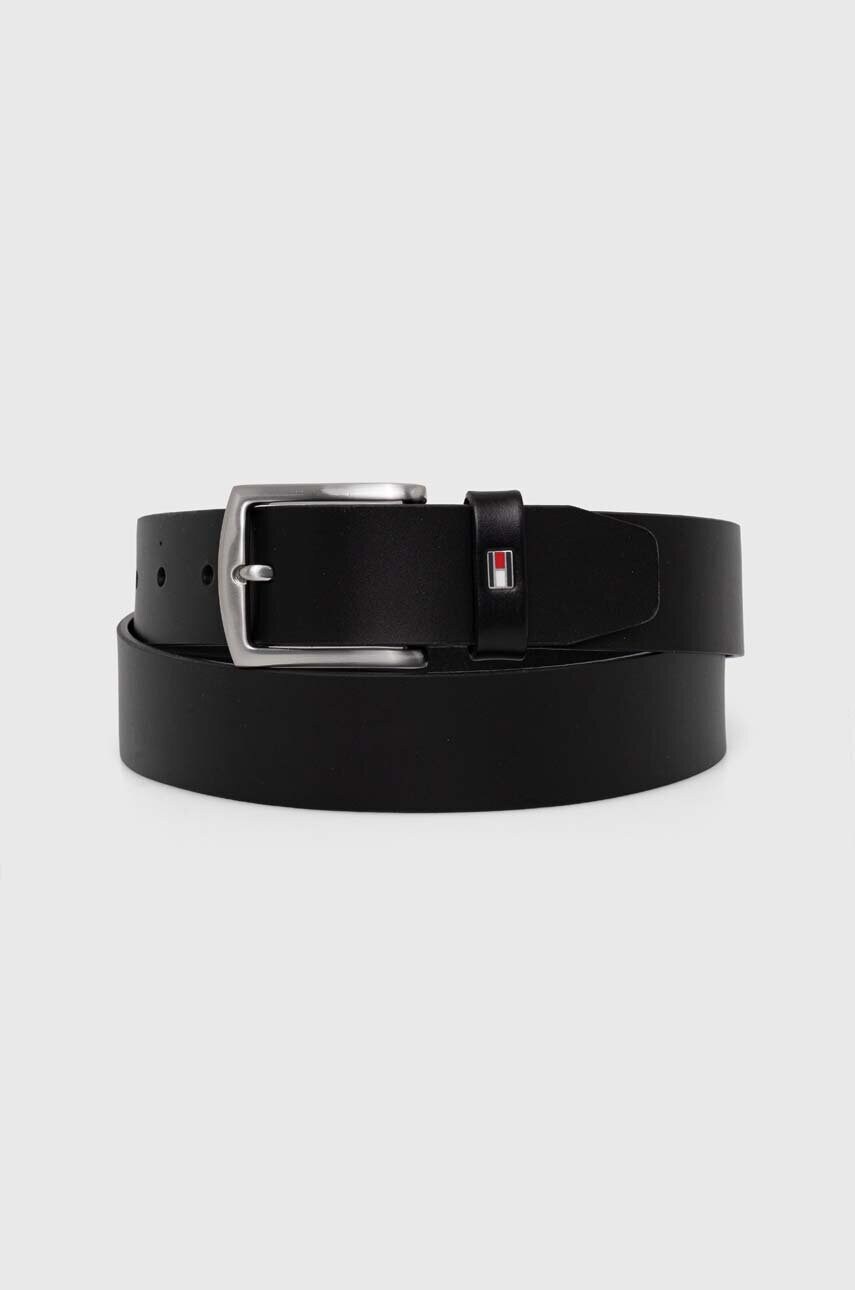 Levně Kožený pásek Tommy Hilfiger pánský, černá barva, AM0AM08360