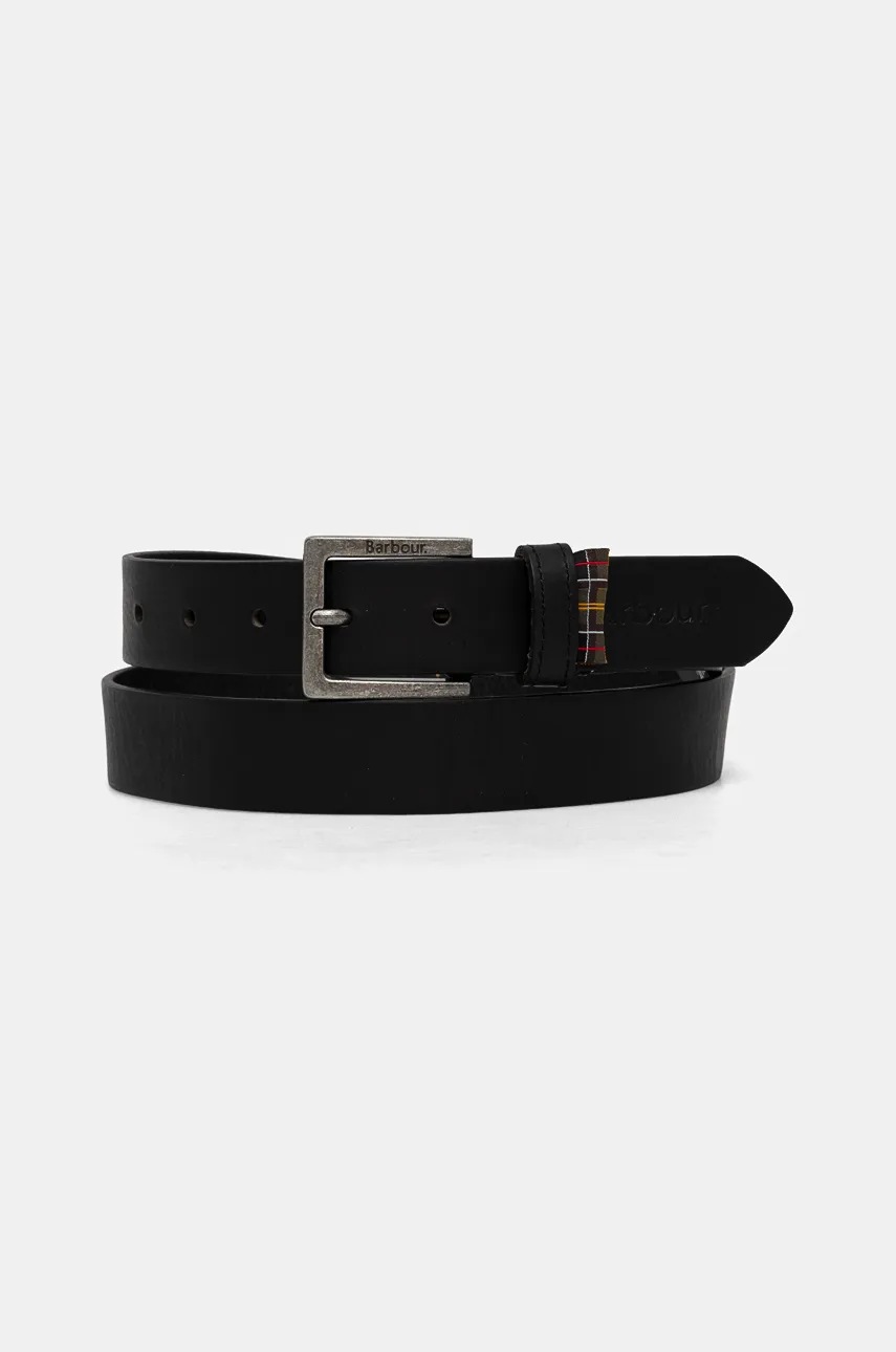 Barbour curea de piele barbati, culoarea negru, MAC0350